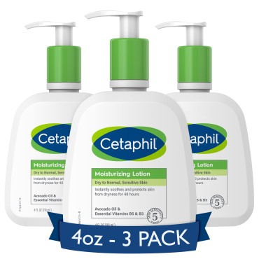 Cetaphil Body Moisturizer, Hydrating Moisturizing Lotion for All Skin Types, Suitable for Sensitive Skin, NEW 4 oz Pack of 3, Fragrance Free, Hypoallergenic, Non-Comedogenic
