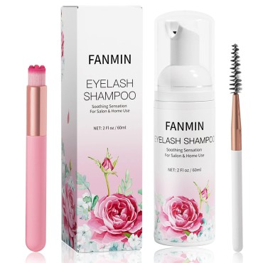 Eyelash Extension Cleanser 60ml +Mascara Wand+ Brush Eyelid Foaming Cleanser,Eyelash Wash and Lash Bath for Extensions,Paraben & Sulfate Free,Makeup Remover,Salon and Home use?60ml/2fl.oz?