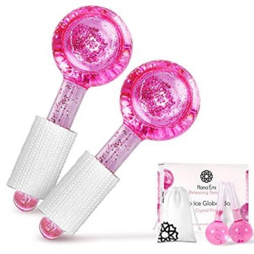 Ice Globes for Facials - Pink Cold Face Roller - G...