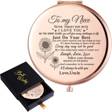 Wailozco to My Niece Just Do Your Best Inspirational Quote Rose Gold Compact Mirror for Daughter,Unique Meaningful Niece Gifts for Niece Graduation Birthday Christmas from Uncle