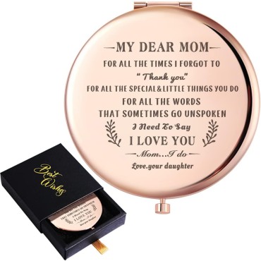 Wailozco to My Dear Mom I Love You Love Saying Rose Gold Compact Mirror for Mom from Daughter,Unique Meaningful Mom Gifts for Mom Mother Mother's Day Birthday Christmas from Daughter