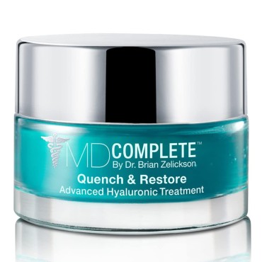 MD Complete Quench & Restore Advanced Hyaluronic Acid Treatment For Plumping and Firming on Face, Hands and body With Hyaluronic Acid, Peptides, Niacinamide and Lactic Acid Lavender Scent 1.0 Fl. Oz