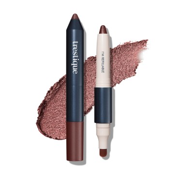 TRE'STIQUE Trestique Shadow Crayon, Refillable Eyeshadow Crayon With Built-In Blending Brush, Sustainable Shadow Makeup, Clean Beauty Eyeshadow