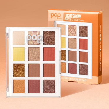 POP Beauty Lightshow Palette Fire Fit | Eyeshadow Palette, 12 Shades, Multi-Textured, Richly-Pigmented, Complementary Shades, Eye Colour, Matte, Metallic, Satin, Glitter, Unapologetic Colour