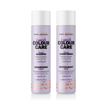 Marc Anthony Color Care Purple Shampoo and Purple Conditioner Gift Set - Anti-Brass Violet Pigments, Quinoa, Grapeseed Oil Shampoo Conditioner Set - Color Safe Shampoo For Blonde & Silver Hair