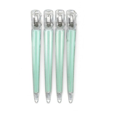 Drayas 4Pcs Hair Clips for Styling Sectioning, Professional Non Slip Silicone band Duck Bill Clips Salon Sectioning Clips, Hair Styling Hairdresser Accessories for Women (Green)