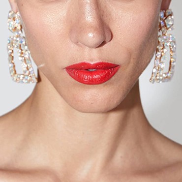 Xerling Trendy Rhinestone Geometric Bling Earrings Boho Crystal Iridescent Bridal Wedding Earrings for Women Gold Rhinestone Statement Earrings (Blue)
