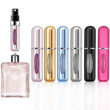 LABOTA Portable Perfume Travel Refillable Bottle, Travel Size Cologne Atomizer Dispenser, Pocket Purse Perfume On The Go Container, Spray Bottles For Traveling 5ml (6 Pack)