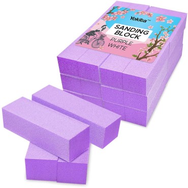 Yokita Nail Buffer Sanding Block Polisher Buffing File 100/180 Grit for Acrylic Nail Art Kit Manicure Tools 10 PCS (Purple/White)