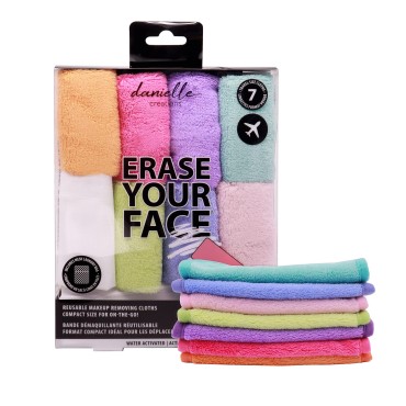 Erase Your Face Reusable Makeup Removing Wipes Cloths With Travel Case, 7 Count(Pack of 1)