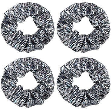 4 Pcs Rainbow Hologram Metallic Hair Scrunchies Gr...