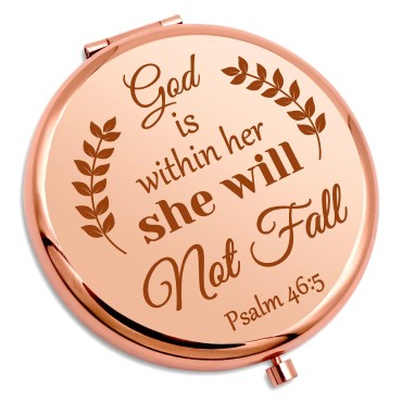 Bible Verse Gifts Christian Gift Inspirational Gift for Women Compact Mirror Religious Gift Baptism Gift for Girl Goddaughter Godmother Easter Prayer Birthday Gift Friend Travel Personal Makeup Mirror