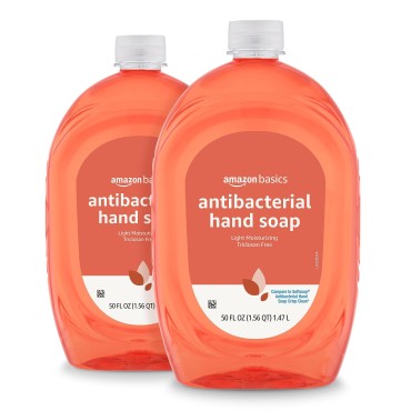 Amazon Basics Antibacterial Liquid Hand Soap Refill, Light Moisturizing, Triclosan-Free, Citrus, 50 Fl Oz, 2-Pack (Previously Solimo)