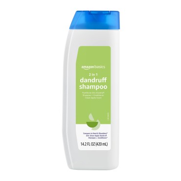 Amazon Basics 2-in-1 Dandruff Shampoo & Conditioner, Green Apple Scent, 14.2 Fluid Ounces, 1-Pack (Previously Solimo)