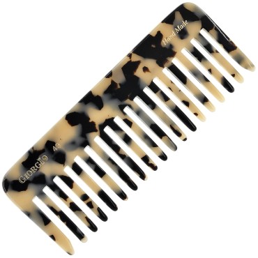 Giorgio G49WT Large 5.75 Inch Hair Detangling Comb, Wide Teeth for Thick Curly Wavy Hair. Long Hair Detangler Comb For Wet and Dry. Handmade of Quality Cellulose, Saw-Cut, Hand Polishe White Tokyo