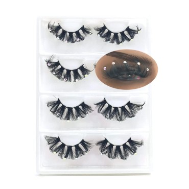 Mink Lashes with Glitter Rhinstones for Party Dramatic Diamond Decorative Gem Eyelashes(crystal)