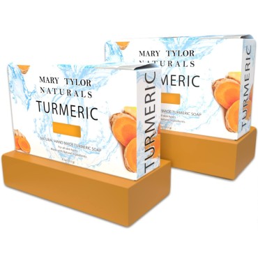 Mary Tylor Naturals Turmeric Soap 2 Pack - Natural Handmade Cruelty Free & Non-GMO - spicy, woodsy and earthy scent notes, can be used for skin and Hair - 4 oz Bar