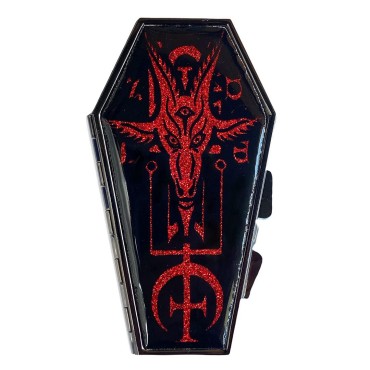 kreepsville 666 Baphomet Satanic Red Glitter Coffin Compact
