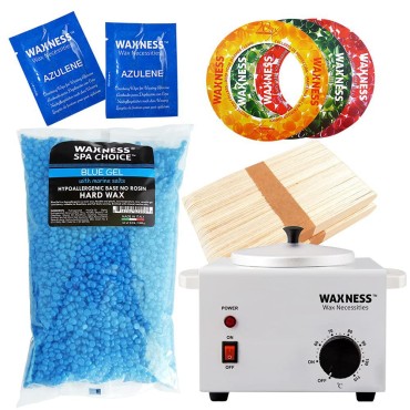 Waxness Spa Choice No Rosin Blue Gel Waxing Kit with 2.2 Lb / 1 Kg Wax Bag
