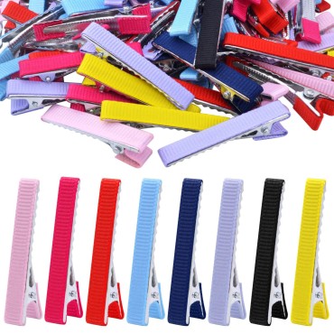 100pcs Ribbon Hair Clips Grosgrain Fabric Cloth Ha...