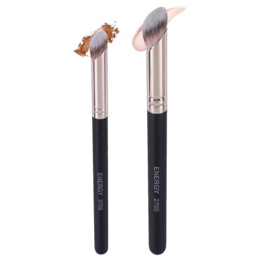 ENERGY Foundation Brushes Set - Angled Brush & Mini Concealer Brush Premium Synthetic Eye Makeup Bushes for Blending Liquid Foundation Cream Powder Cosmetics 270S/370S