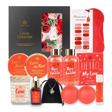 Bath and Body Gift For Women and Men - 28 Pcs Luxury Set Sweet Time Berry Home Spa Gift Set, Christmas, Mom Birthdays, Bath and Body Works Gift Set with Shower Gel, Bath Salt, Bath Bomb & More