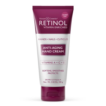 Retinol Anti-Aging Hand Cream-The Original Retinol For Younger Looking Hands -Rich Hand Cream Conditions. Protects Skin, Nails & Cuticles - Vitamin A Minimizes Age’s Effect on Skin (cucumber scent)
