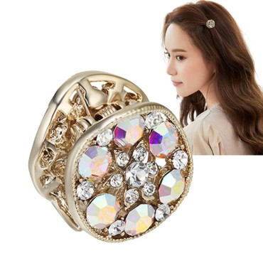 Yusier Fashion Mini Hair Claw Clip Round Metal Rhi...