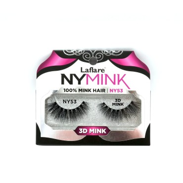 Laflare 3D NY Mink Eyelashes, 100% Real Mink Hair Lashes, Luxury Makeup, Natural, Light, Trendy, Variety, Reusable, Multi layered Real Mink Hair Lashes (NY53)