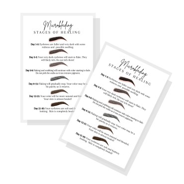 Lashicorn Eyebrow Microblading Stages of Healing Postcards |30 Pack | Size 4 x 6 inches Postcard | Micropigmentationologist | Permanent Makeup Artist | White Card Design