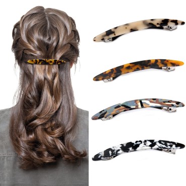 XIWIMISID Hair Barrettes for Women Thick Hair Large No Slip Womens Hair Styling Accessories Automatic Clasp Retro Classic Hair Clips 4 Pieces (Style three)