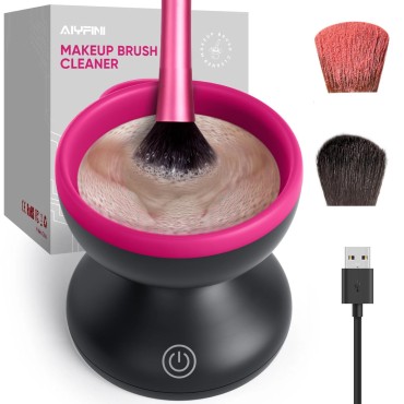 Electric Makeup Brush Cleaner Machine - Alyfini Portable Automatic USB Cosmetic Brushes Cleaner Cleanser Tool for All Size Beauty Makeup Brush Set, Liquid Foundation, Contour, Eyeshadow, Blush Brush