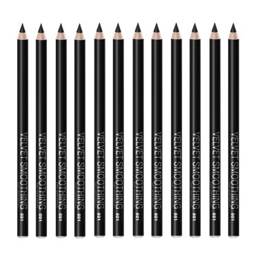 Black Eyeliner Pencil Set - 12 PCs Smudge Proof Ma...