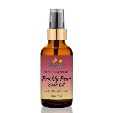 Tropical Holistic Organic Prickly Pear Cactus Seed Oil (Barbary Fig) 1 oz 100% Pure Virgin, Cold Pressed, All Natural Face, Dry Skin & Body Moisturizer and Damaged Hair Treatment