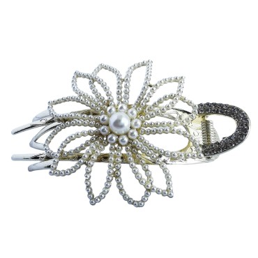 Yusier White Pearl Rhinestone Hair Clips for Women...