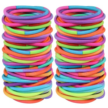 120 Pcs No Damage Elastics Hair Ties, Assorted Hair Bands Perfect for Medium to Thick Hair, Multicolor Pony tails Holders for Men, Women, Girls and Boys (4mm)
