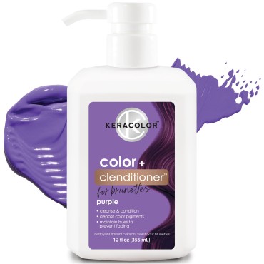 KERACOLOR Clenditioner for Brunettes PURPLE Dye, Semi Permanent Hair Color Depositing Conditioner, Cruelty-free, 12 Fl Oz (Pack of 1)