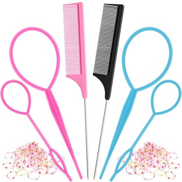 6Pcs Hair Loop Tool Set with 4 Tail Tools French B...