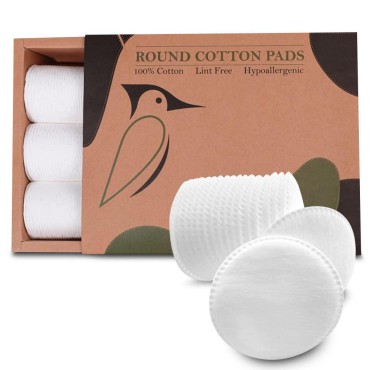 Beautiful Mind Cotton Rounds Makeup Remover Pads - Pack of 300 - Lint Free Eco-Friendly & Compostable - Use as Makeup Applicator, Nail Polish Remover, or Baby Care Pad - Kraft Box