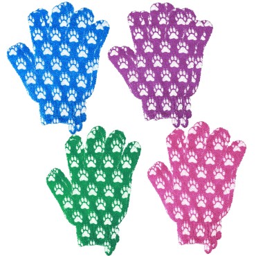 Snuggle Scrub Bath Gloves for Shower Exfoliating - 4 Pairs Multi-Color Shower Gloves Exfoliating for Women - Hand Exfoliating Glove to Get Smooth Soft Skin with Gentle Exfoliator