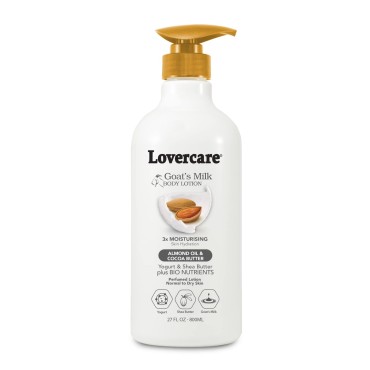 Lovercare Goat Milk Body Lotion for Dry Skin Almond Oil & Cocoa Butter 27.05oz (800ml) - Single…