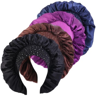 4 Pieces Big Satin Elasticity Comfortable Wide-Bri...