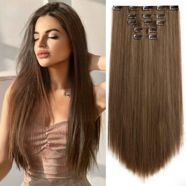 Brown Hair Extensions StrRid Clip in Hair Extension Straight 22