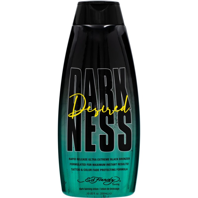 Ed Hardy Tanning Desired Darkness Dark Tanning Lotion - Rapid Release Ultra Extreme Black Bronzer Formulated for Maximum Instant Results, Tattoo and Color Fade Protecting Formula - 10 oz.