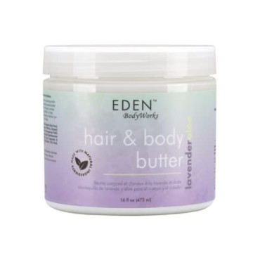 EDEN BodyWorks Lavender Aloe Hair + Body Butter (16 oz) - Natural Moisturizer - Hydrate, Calm and Soothe Hair & Skin
