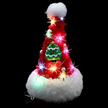 JEAIRTS Light Up Christmas Hair Clips Xmas Hat Hair Pins Headpiece Cute Christmas Barrettes Led Holiday Hair Accessories (D-Christmas Tree)