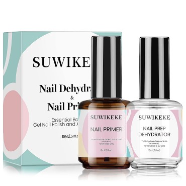 Suwikeke Nail Dehydrator and Primer, 2 Pcs 15ml Na...