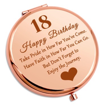 18th Birthday Gift for Girl Compact Makeup Mirror Inspirational Gift Happy 18th Birthday Party Gift 18 Year Old Birthday Gift For Daughter Friends Granddaughter Niece Coming Of Age Gift Compact Mirror