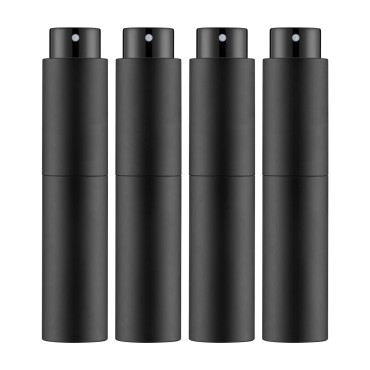 Tekson 4PCS 10ML Perfume Atomizer Travel, Refillable Cologne Containers, Dispenser Spray Empty Bottle for Mini Sprayer Size ?Black)