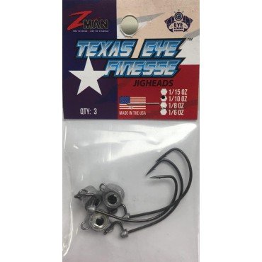 Z-Man TXF110-02PK3 Texas Eye Finesse Jigheads 1/10 oz Pearl 3